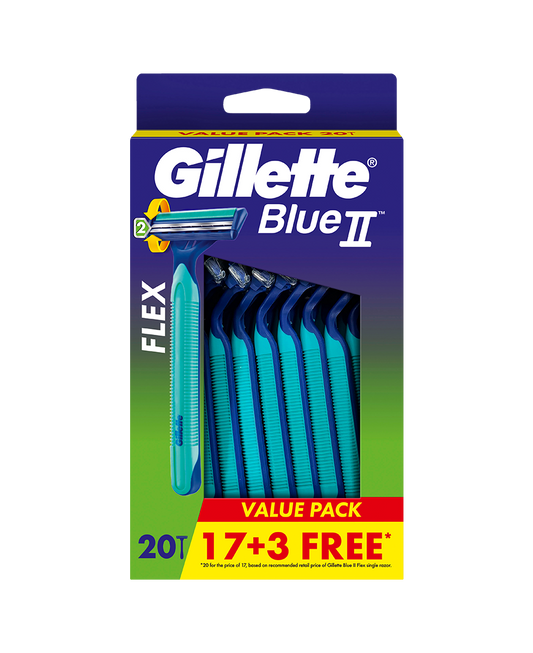 Gillette Blue II Razor 20 Pack | Aloe-Infused Twin Blade Razors | Disposable Razors