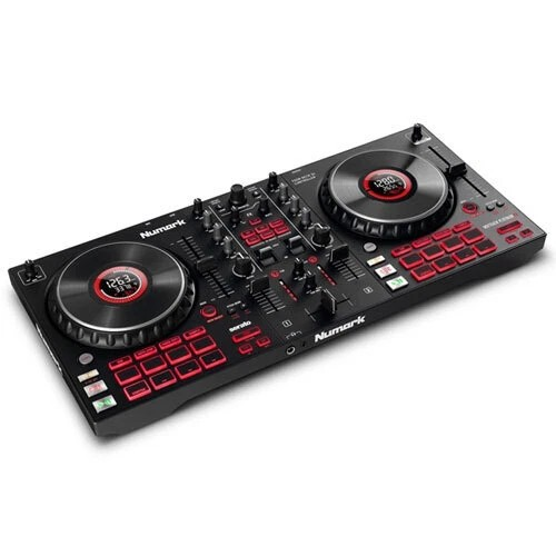 Numark 53cm Platinum FX Mixtrack | 4-Deck DJ Audio Music Controller Pad Silver | Paddle Triggers | Capactive Touch Jog Wheels