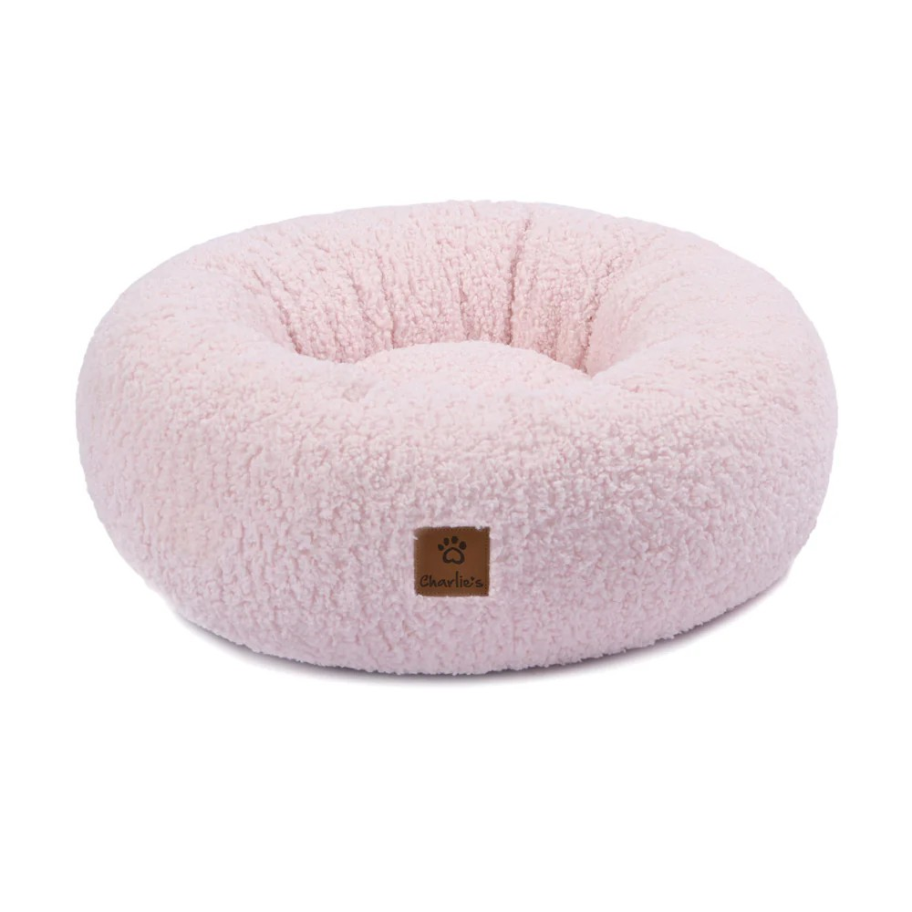 Charlie's Teddy Fleece Bed | Round Calming Dog Bed | Ultra Soft Washable Dog Bed | Anti-slip Base |