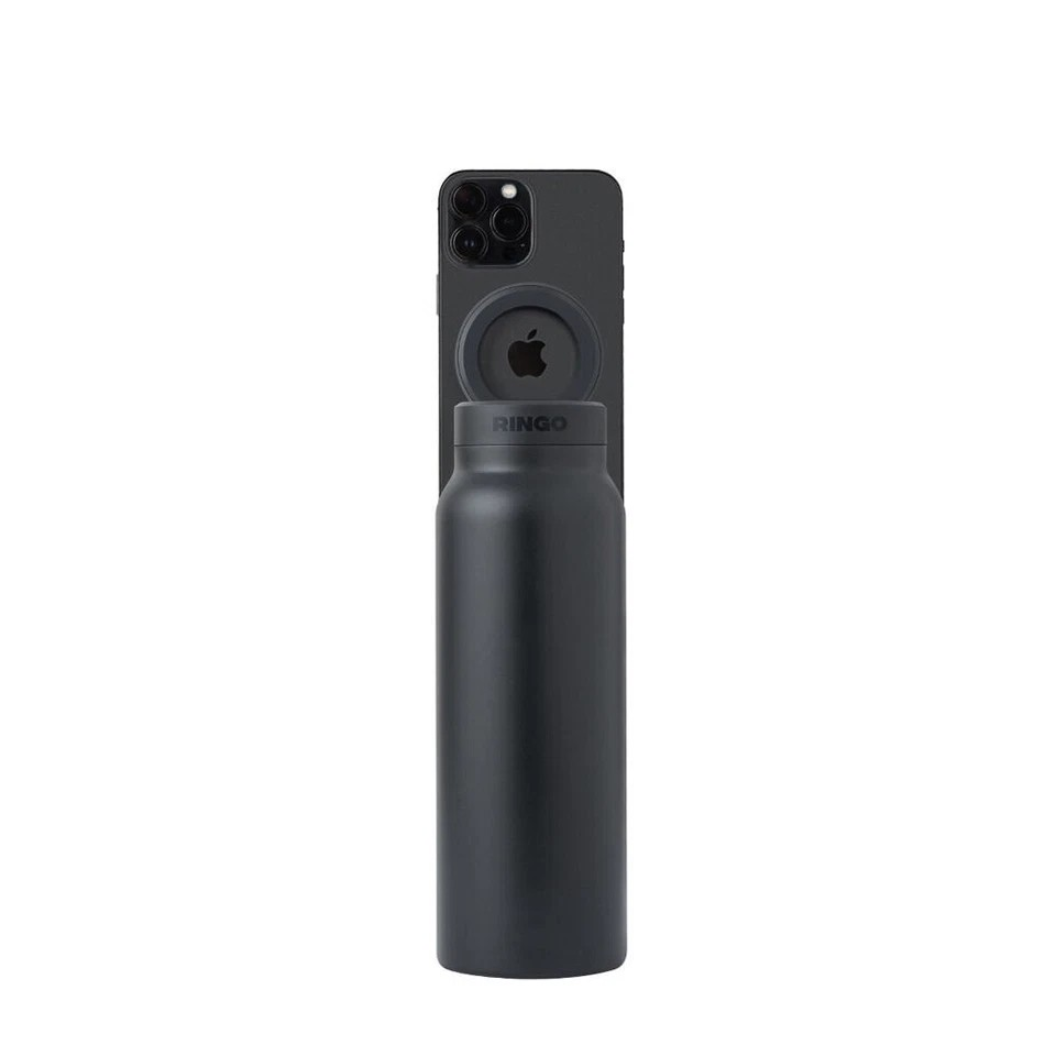 Ringo 710ml Insulated Water Bottle | MagSafe Phone Mount | Black Stainless Steel