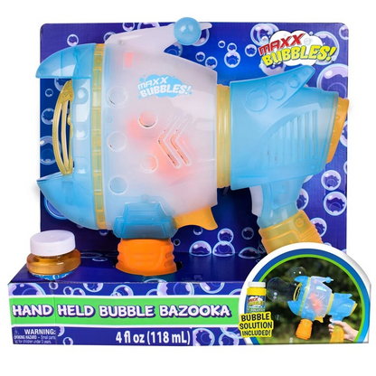 Maxx Bubbles Handheld Bubble Bazooka | Kids Toy 12inch Multi-Coloured | Outdoor play 3y+ | Battery Operated