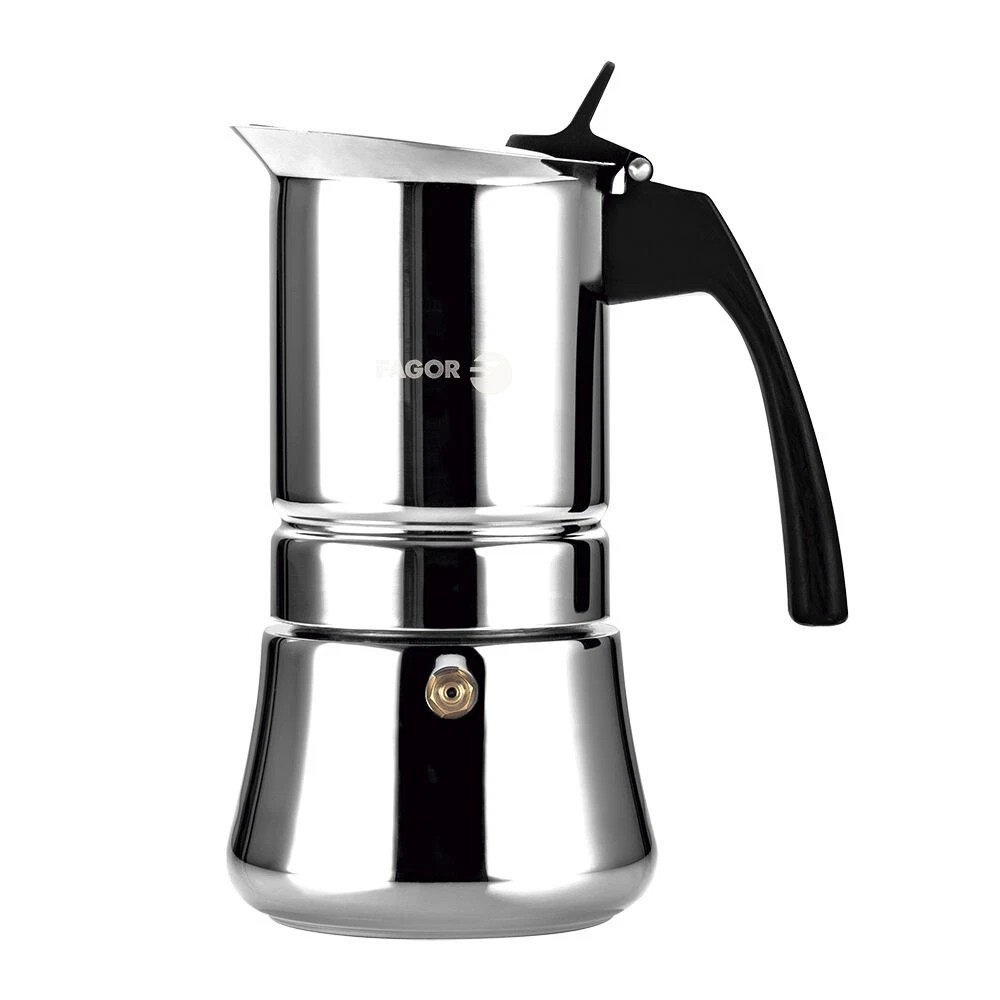 Fagor Etnica Stainless Steel 6 Cups Espresso Coffee Maker Moka Pot Silver