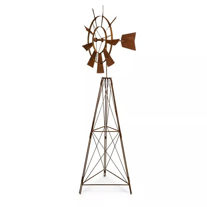 Garden Rust Metal 183cm Aussie Tripod Windmill Outdoor Ornament Yard Patio Decor