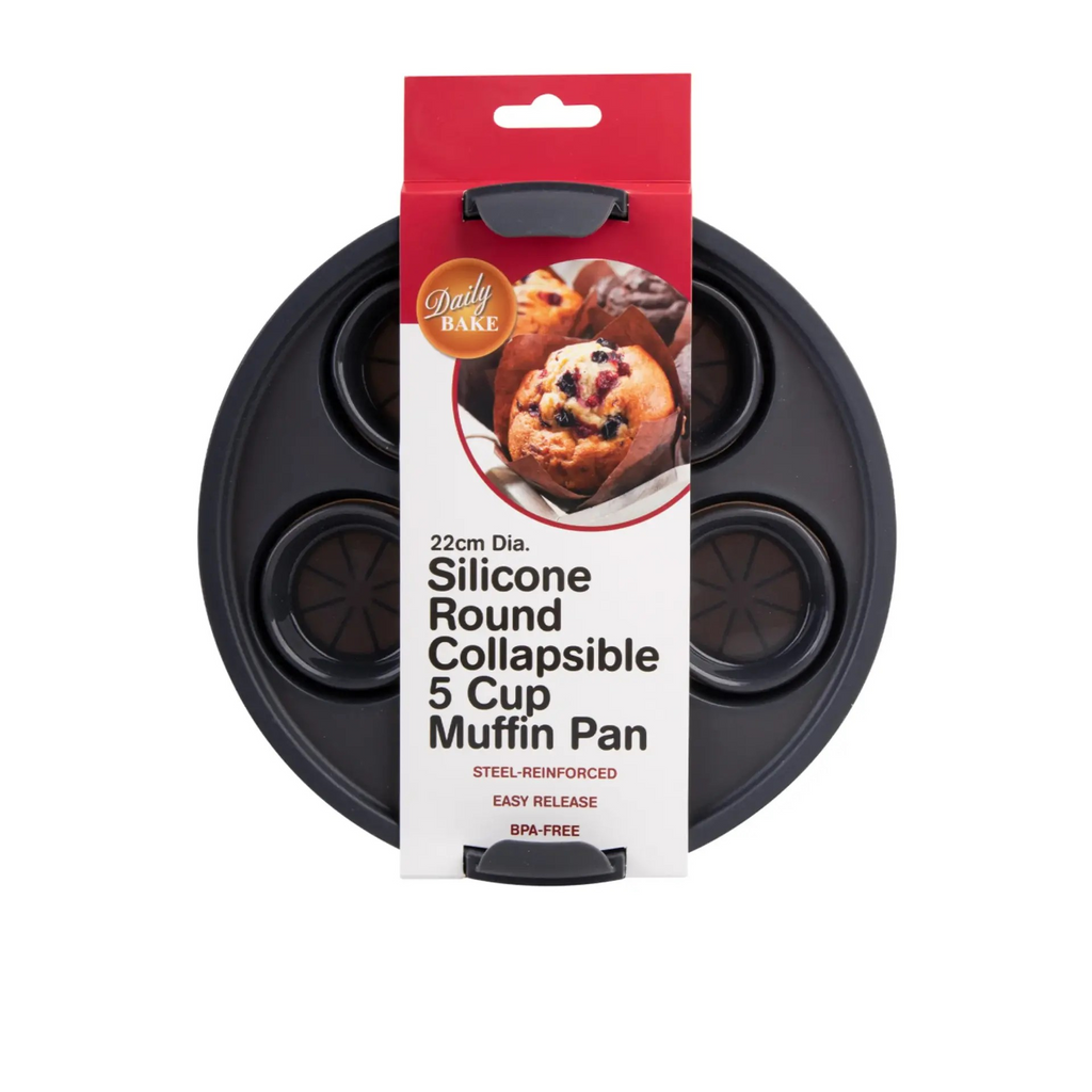 Silicone Air Fryer Muffin Holder | Round Collapsible Muffin Pan 5 Cup | Cupcake Mould