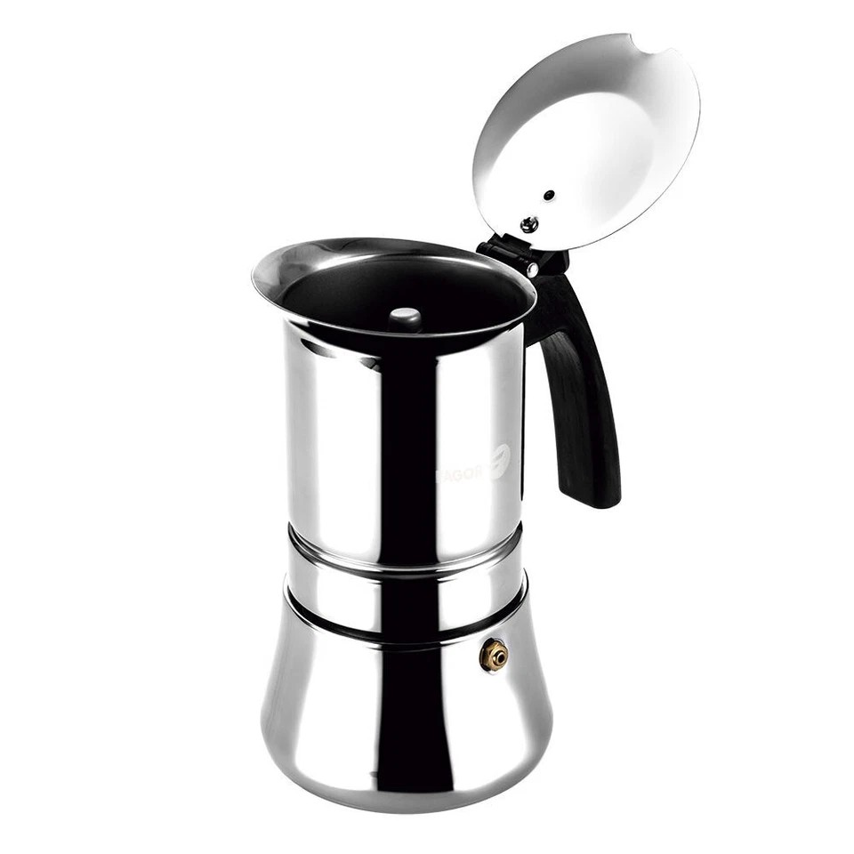 Fagor Etnica Stainless Steel 6 Cups Espresso Coffee Maker Moka Pot Silver