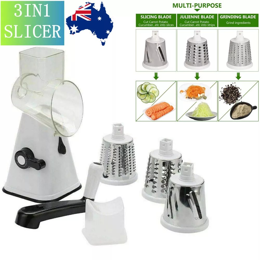 Kitchen Multifunction Vegetable Food Manual | 3 Blade Rotary Grater | Chopper Slicer Cutter | Shredder |
