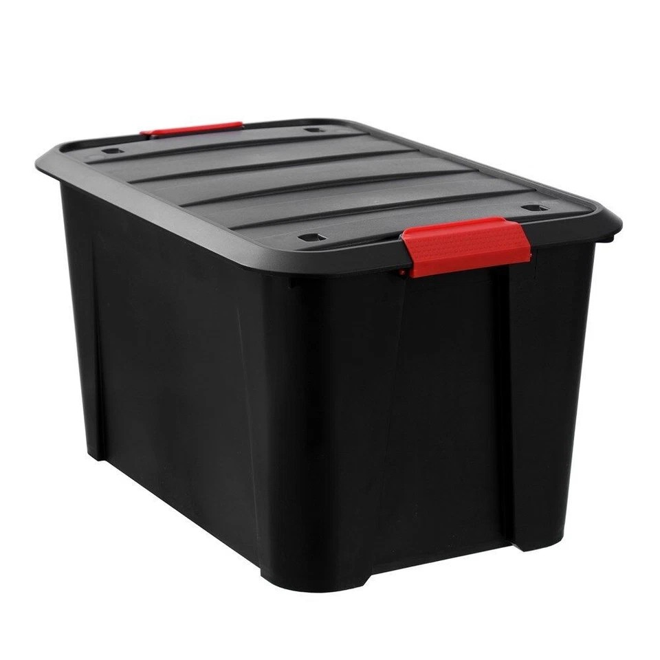 Boxsweden Garaz | Eco Storage Organiser | Box/Tub w/ Wheels 50L | Assorted 4Pk | Clip Lock d