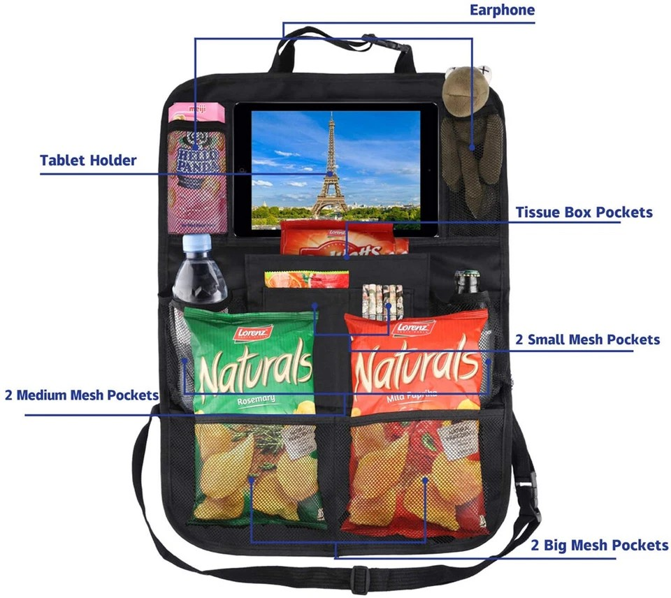 Car Seat Back Multi Pocket Tidy Storage Bag | Organizer Tablet Holder | Travel Pouch | Tidy Organiser |