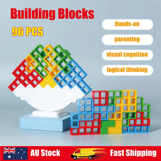 Tetra Tower | Balance Stacking Blocks Game | Team Toys | Gifts Kids Adults 96Pcs | Fantastic icebreaker conversation