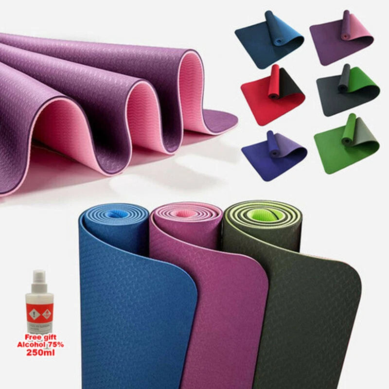 TPE Yoga Mat | Exercise Fitness | Gym Pilates | Non Slip Dual Layer | Eco Friendly
