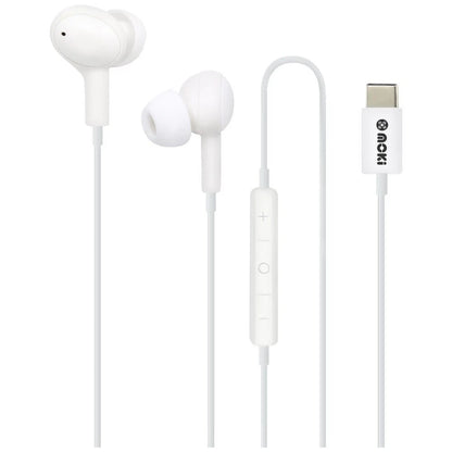 Moki Wired USB-C Connect Inner Ear Earphones W/ Mic & Control White