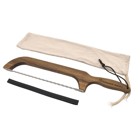 Brunswick Bakers Bread Knife - Handheld Kitchen Bread Slicer _ Stainless Steel Blades with Wooden Handle