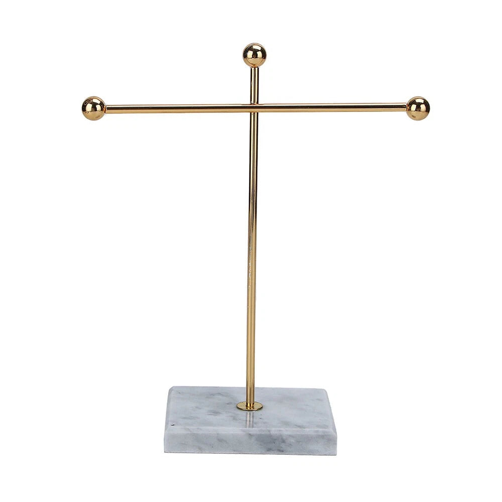 NF Living Jewellery Holder 10x23 Elegant Design Marble Metal Organizer Gold