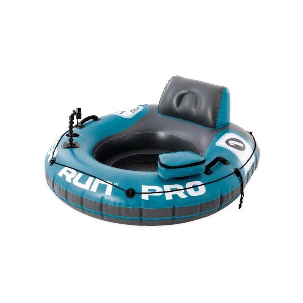 Intex River Run 1 Pro Inflatable Outdoor Floating Pool/Lake Water Tube | River Adventures | Go-Pro/Phone Mount | Two Air Chambers for Safety | All Round Grip | Cupholder