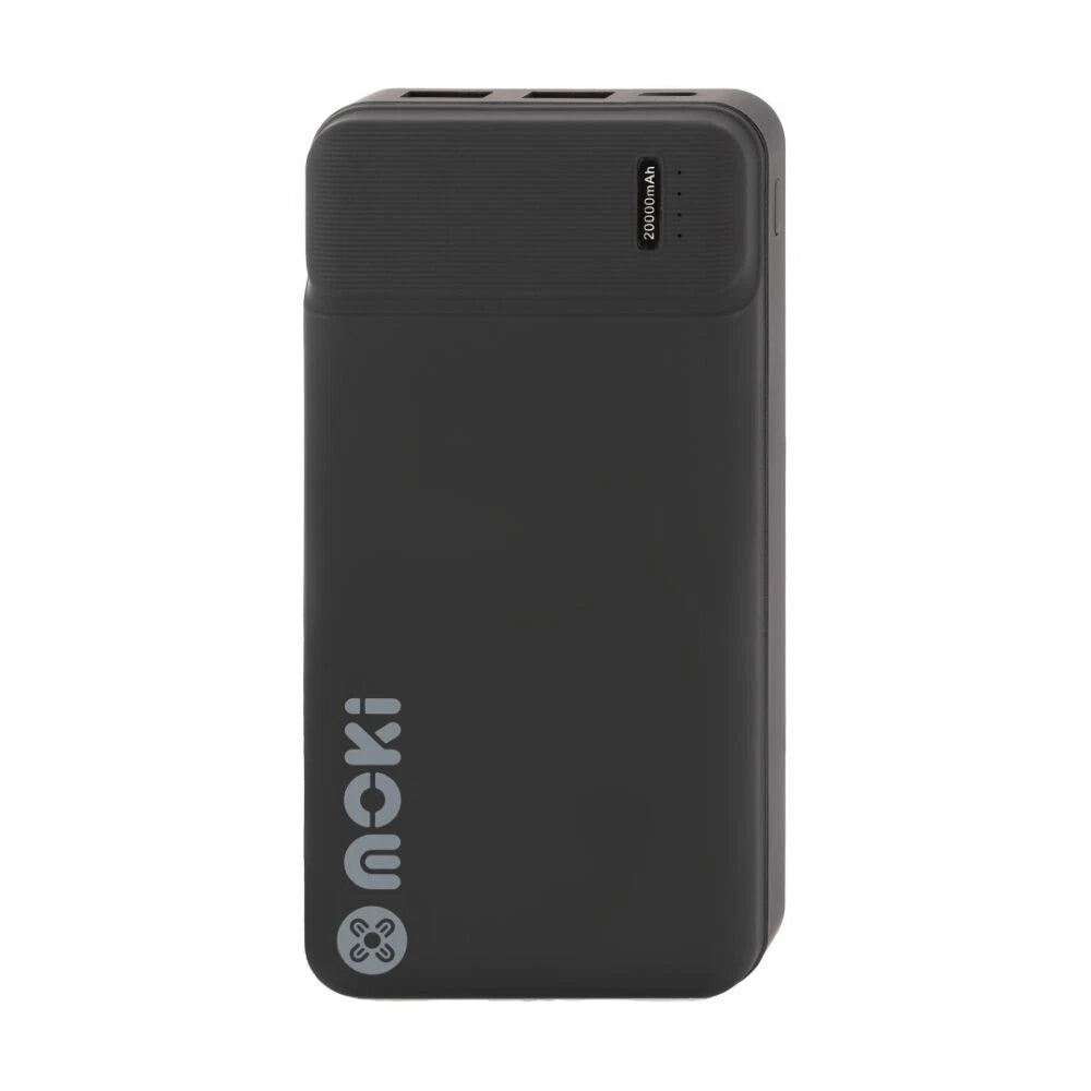 Moki Portable Travel Power Bank USB-C/USB-A Compact Black 20000mAh