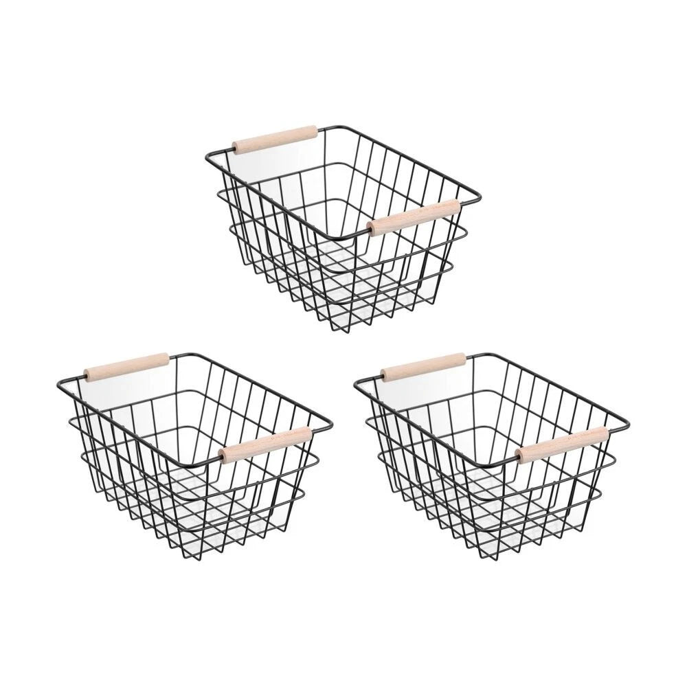 Boxsweden Toska Wire Basket Beech Handle 3PK
