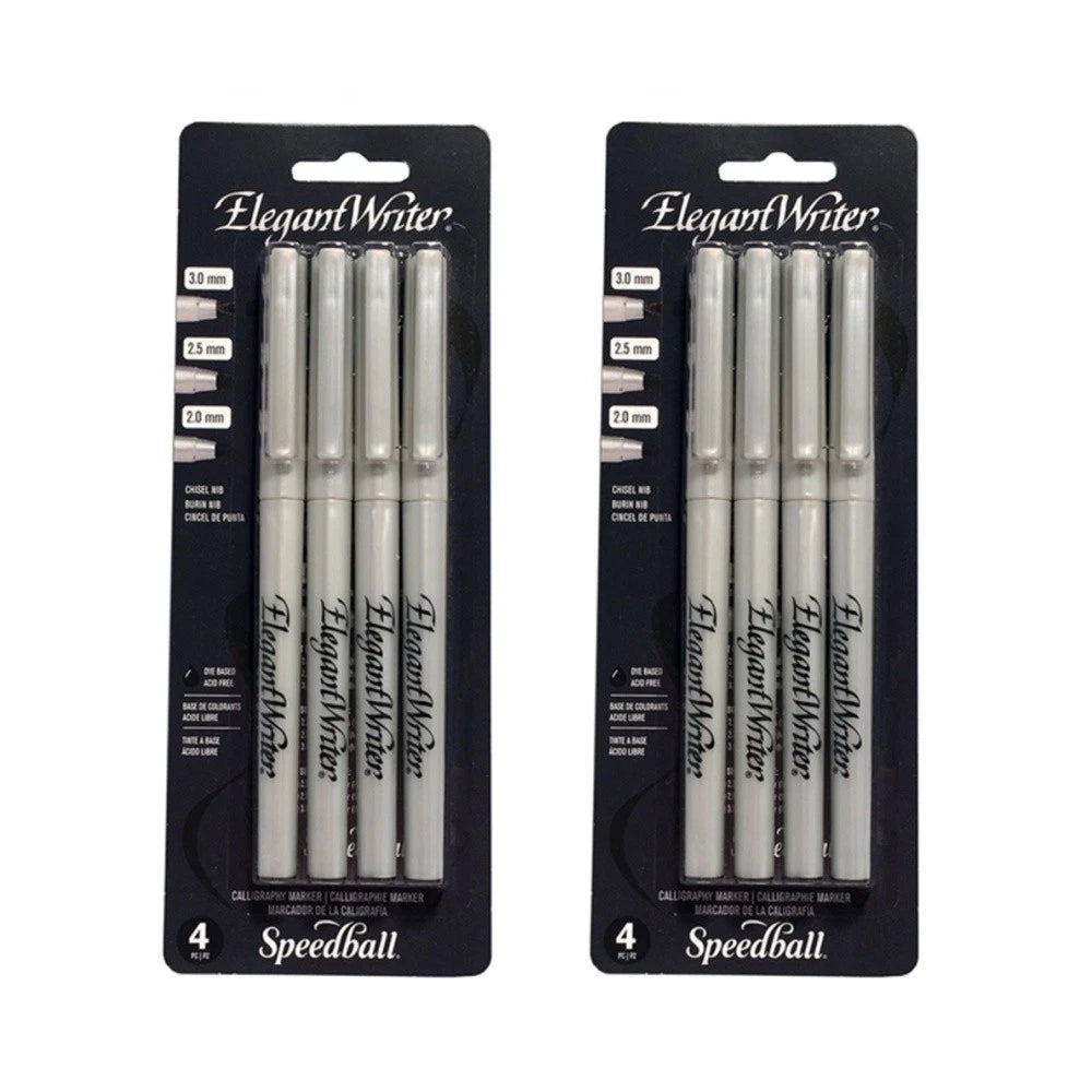 2x 4pc Speedball Elegant Writer Art/Craft Calligraphy Writing Marker Set Black
