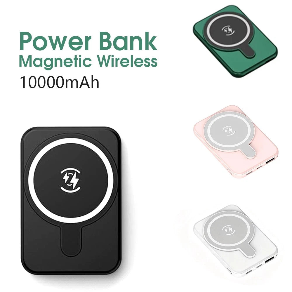 10000mAh Mini Magnetic Wireless Power Bank | Fast Charging Smart Cooling | Dual Charger