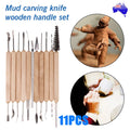 Polymer Clay Wooden Tools | 11PC Modelling Sculpting Tool Pottery Art Projects Set