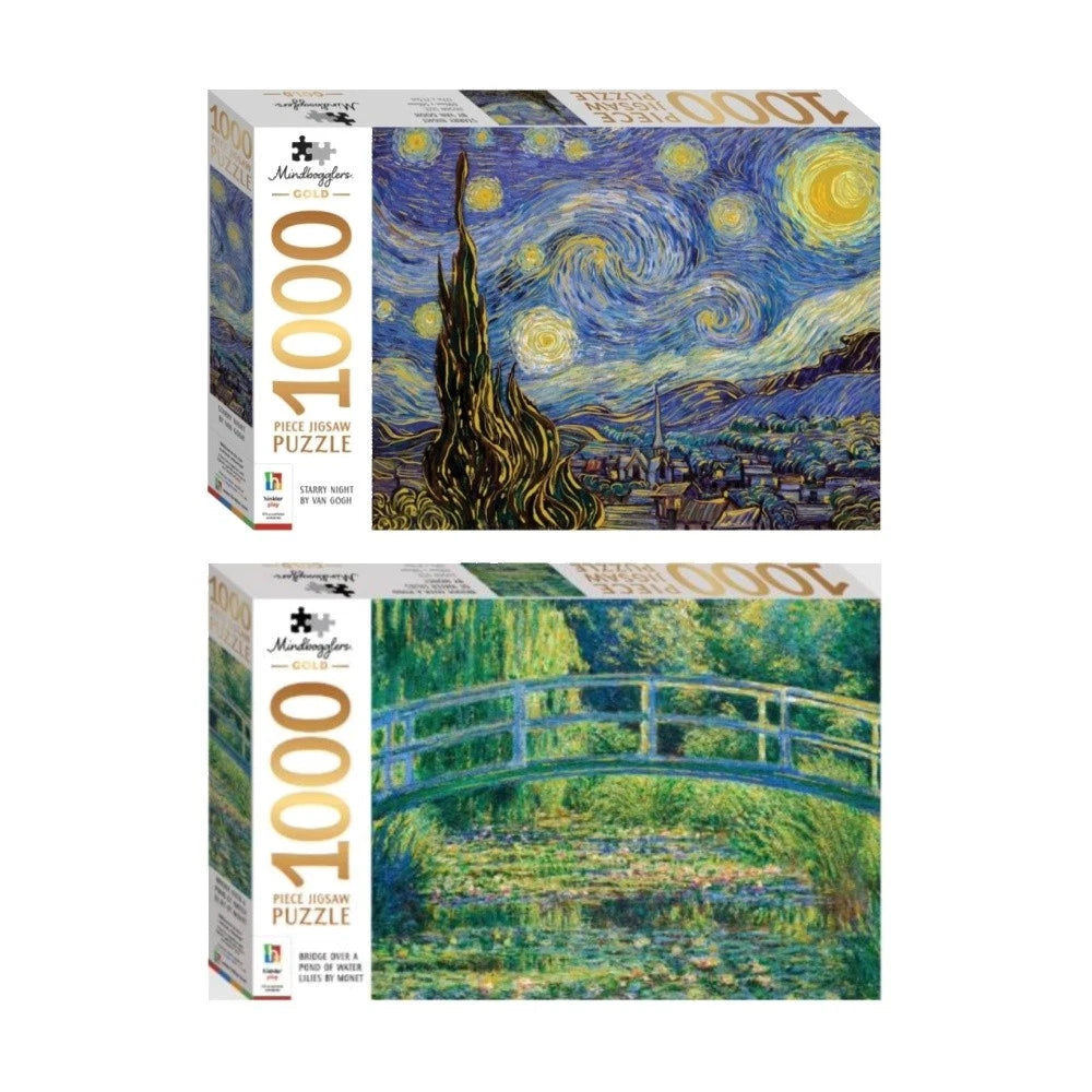Hinkler 1000PC Mindbogglers Gold Water Lilies & Gold Starry Night Puzzle