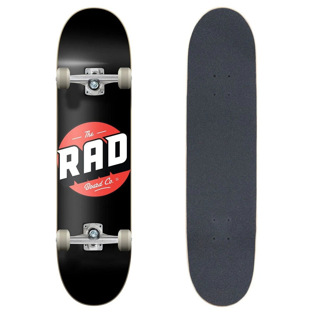 Rad Board Co Complete Skateboard Sports Deck Progressive Logo Classic Black 8in