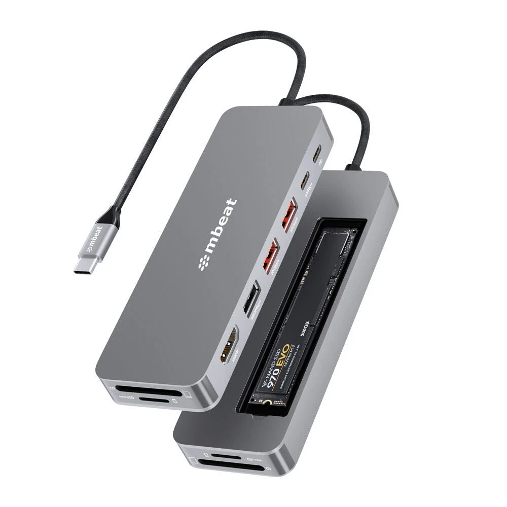 Mbeat Elite 9-in-1 USB-C Multiport Hub | w/ Built-in M.2 NVMe SSD Enclosure | Enabling quick charging of smartphones, tablets, and other USB devices | supporting modern and legacy devices (Copy)