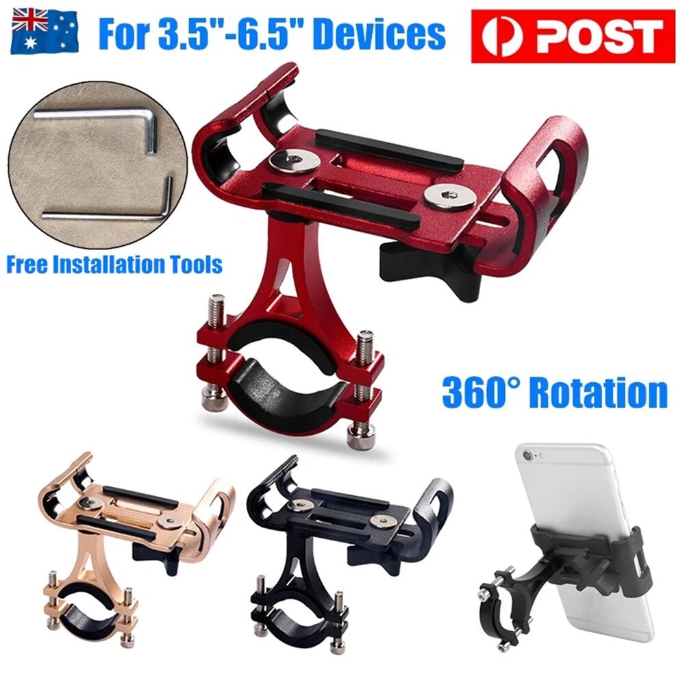 Aluminum Bicycle Handlebar Mobile Phone Holder | 360° Rotate Mount Universal | Non-slip pads