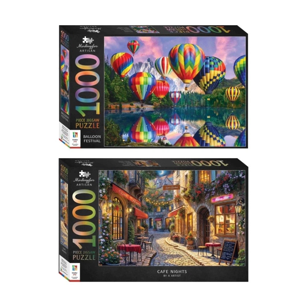 Hinkler 1000PC Mindbogglers Artisan Balloon Fest & Artisan Cafe Nights Puzzle