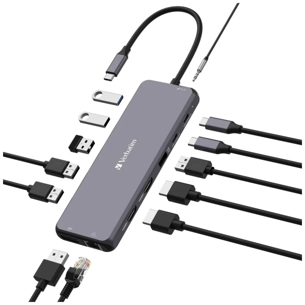 VERBATIM USB-C Connected USB-A & C/HDMI/RJ45 Multiport Connection Hub CMH-13