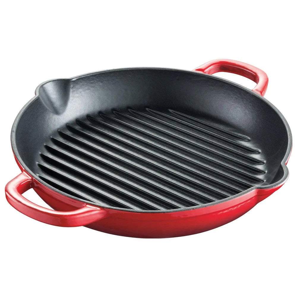 Le Connoisseur Cast Iron Round Grill Pan Size 28X5cm in Red by Baccarat
