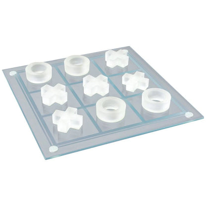 Karson Glass 9pc Tic Tac Toe | Classic Board Game Set | Stylish & Modern Frosted Glass