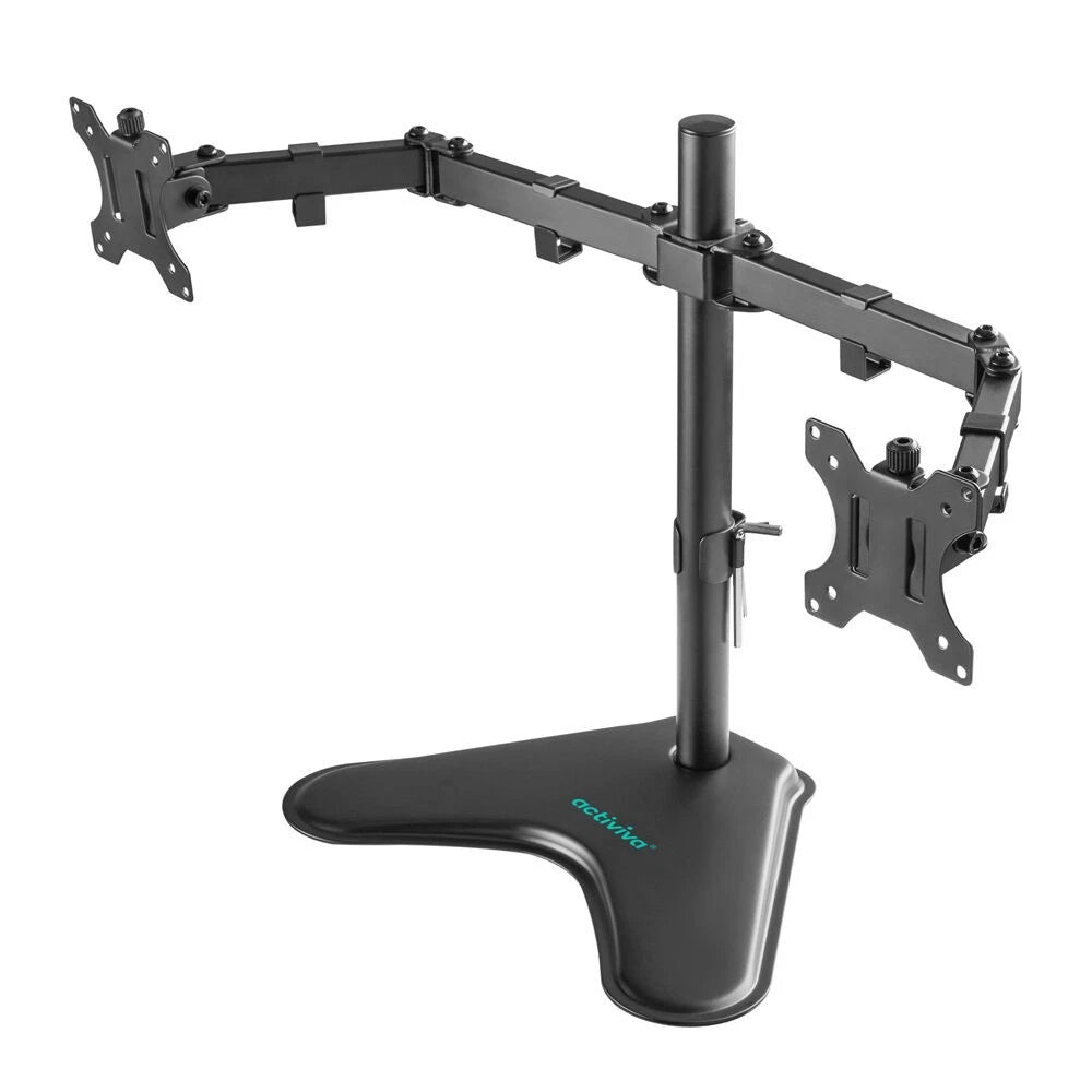 Activiva Dual-Screen Articulating Monitor Arm with Free-Standing Desktop Base