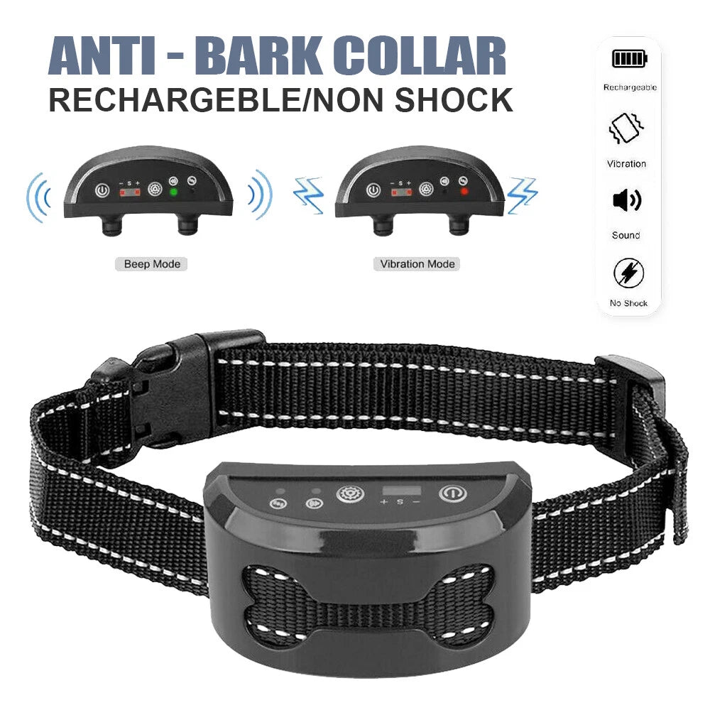Humane Adjustable Anti Bark Collar | USB Recharge | Nylon Strap Safe | Pain Free Training | Non-Shock Waterproof | Intelligent Recognition | Safe and Pain Free