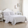 Laura Ashley Geneva Printed King Bed Size Sheet Set w/ 2x Pillowcase Blush/Grey