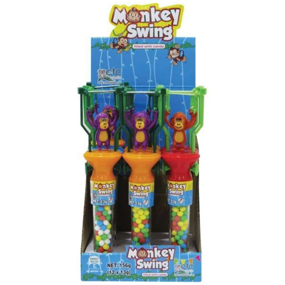 12PK Kidsmania Monkey Swing Sweets/Candy Tube Kids Toy 13g Assorted