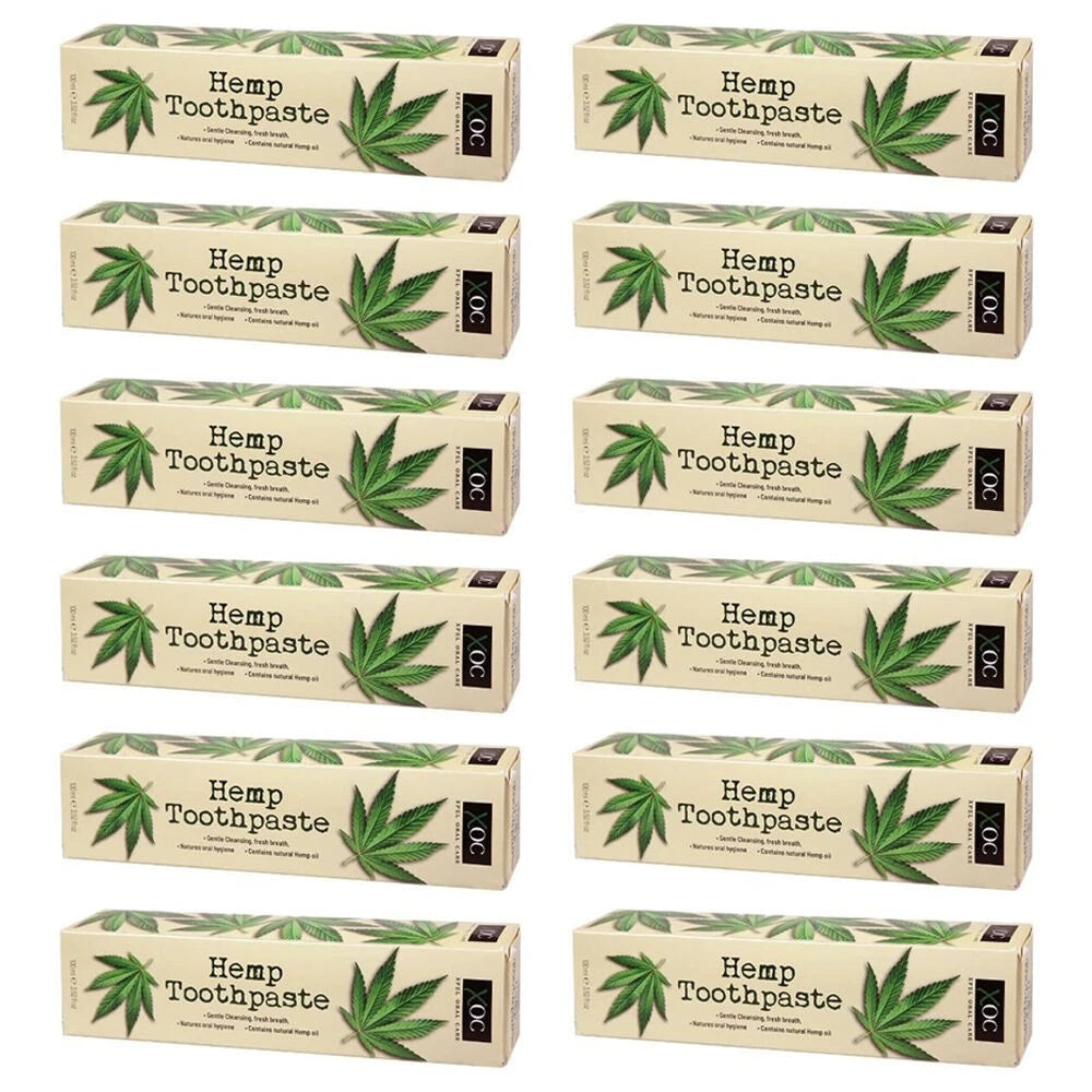 XOC Hemp Toothpaste w/ Toothbrushs | 12PK x 100ml ea | Reduce Stains | Fresh Breath/Gentle Clean |