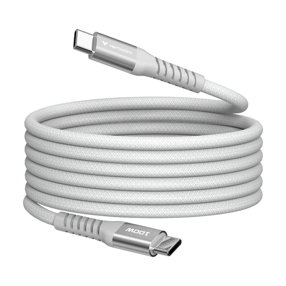 VERBATIM USB-C-to-USB-C 100W Device Charger Cable Cord 120cm Grey
