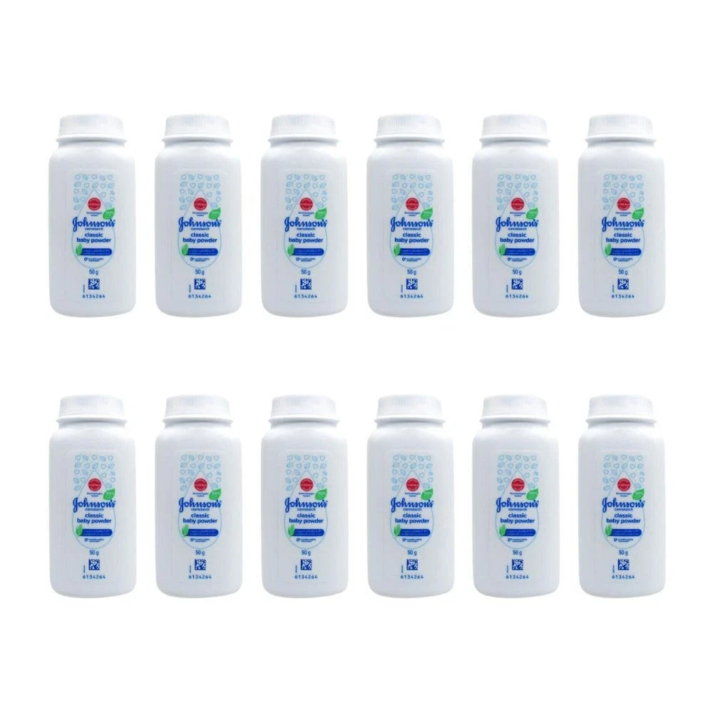 Johnson's Classic Baby Powder 12PK | Cornstarch 50g Gentle & Soothing Skin Care