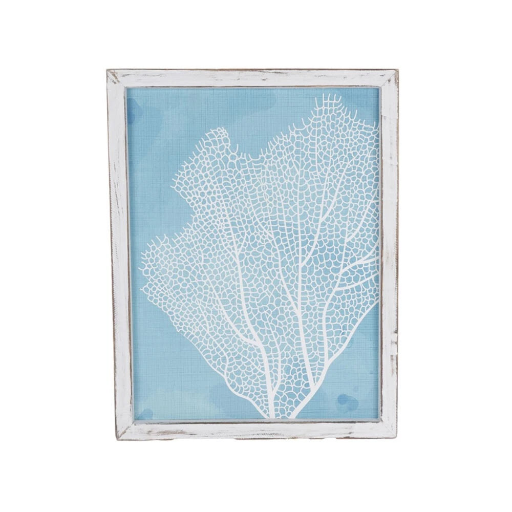 Maine And Crawford D2 Coral Blue and White Wall Artwork 45x35x2cm