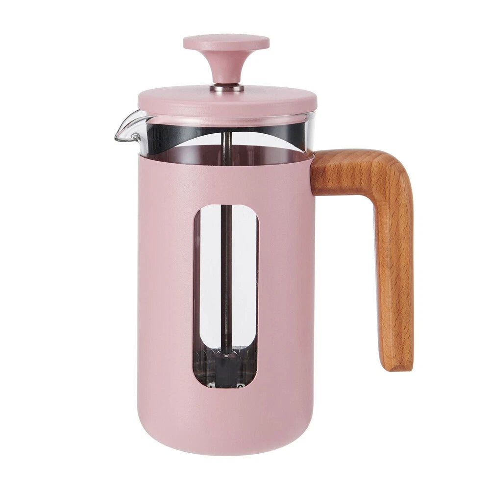 La Cafetiere Pisa 3-Cup 350ml | Stainless Steel/Glass Coffee French Press Pink | Filter Coffee | Rush Resistant Mesh | Italian Coffee Style