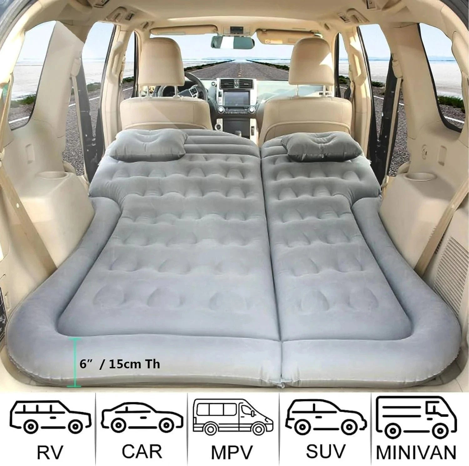Inflatable Car Mattress Camping Travel Bed for Back Seat Sleeping