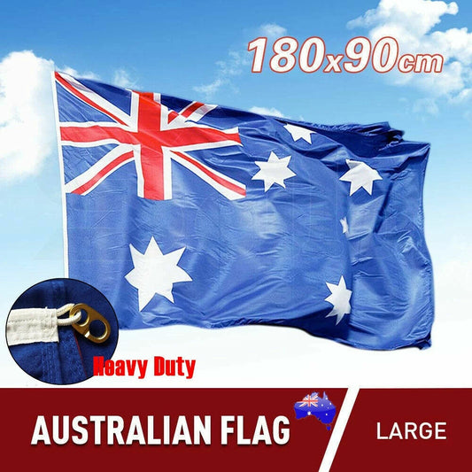 Australian Aussie Flag | Spun Polyester Brass Metal Clips | 1800x900mm | HEAVY DUTY FLAG