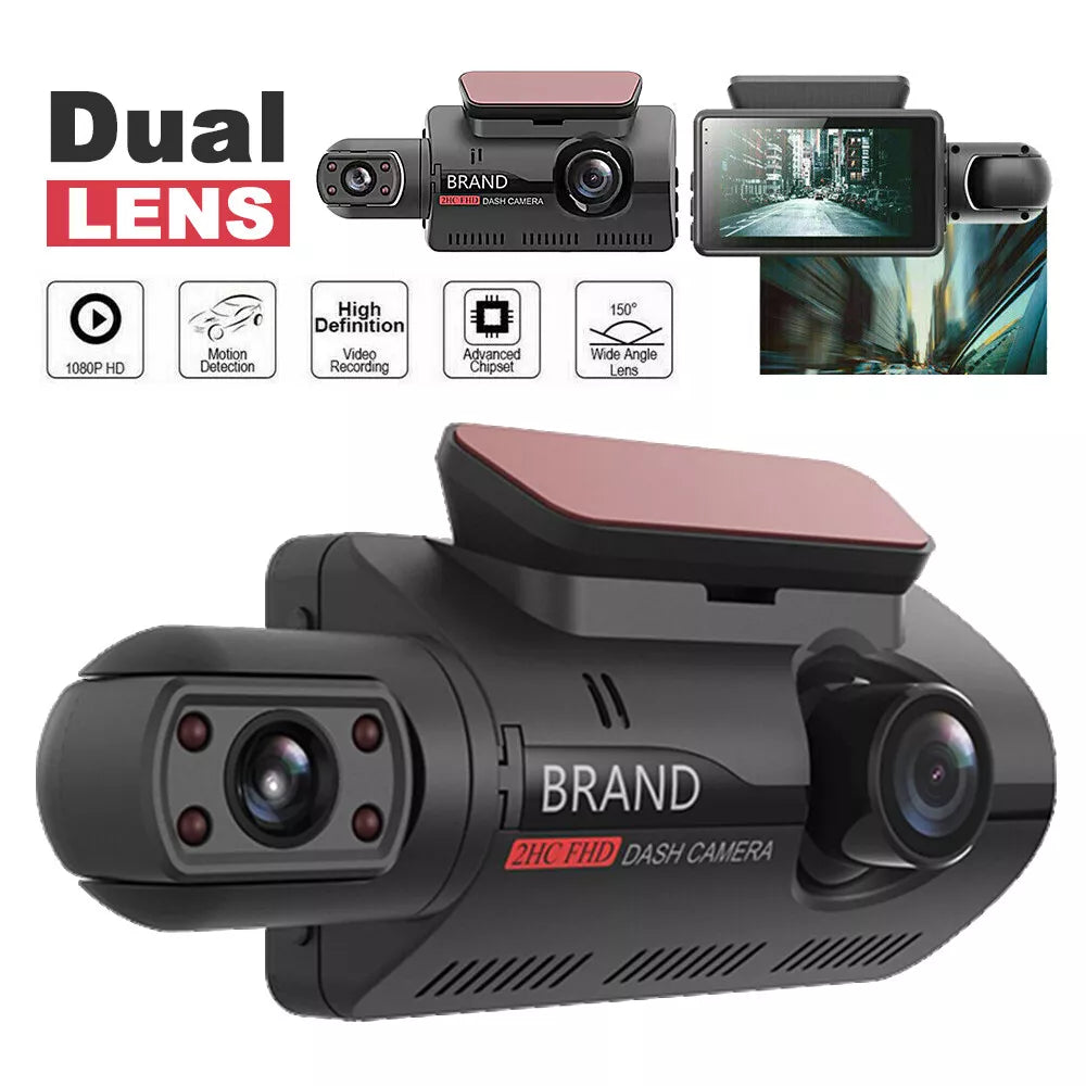 Dash Cam | 1080P Car DVR 3" Dual Lens | Incl G-sensor & Night Vision