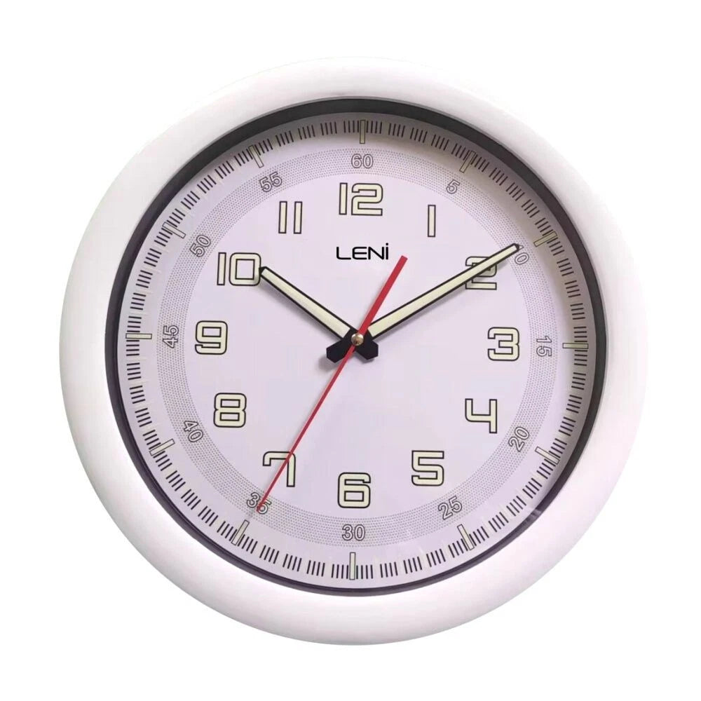 Leni Round Luminous Silent Non-Ticking Analogue Wall Clock 32.5cm White