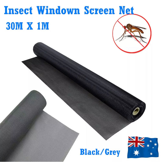 Insect Screen Mesh 100FT /30M | Fiberglass Insect Mesh Roll | Flywire Bug and Insect Screen | Net Mesh Black/ Grey