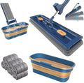 Flat Mop with Foldable Bucket Set and 5 Reusable Pads