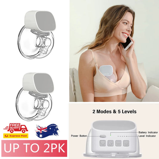 Electric Breast Pump Wearable 2Pcs | USB Silent Hands-Free Auto Milker | Low Noise Massage and Pump Function |