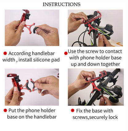 Aluminum Bicycle Handlebar Mobile Phone Holder | 360° Rotate Mount Universal | Non-slip pads