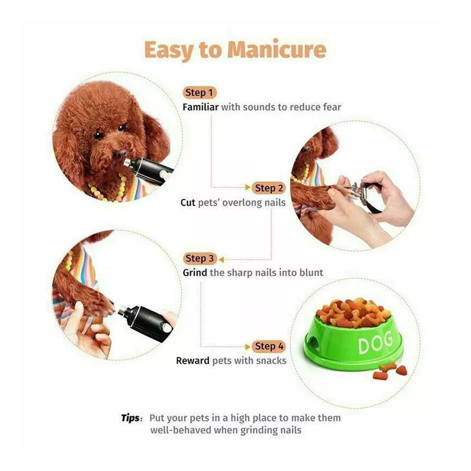 Electric Dog Toe Nail File Grinder Clippers Pet Cat Claw Grooming Trimmer Tools