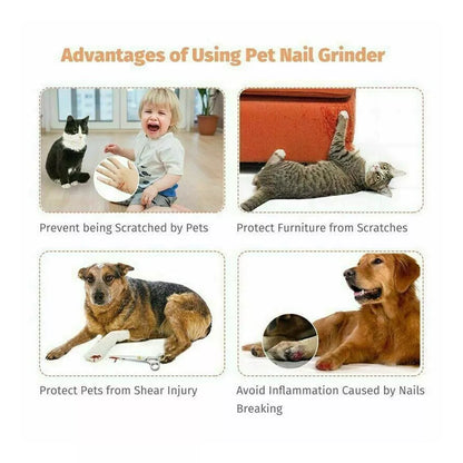 Electric Dog Toe Nail File Grinder Clippers Pet Cat Claw Grooming Trimmer Tools